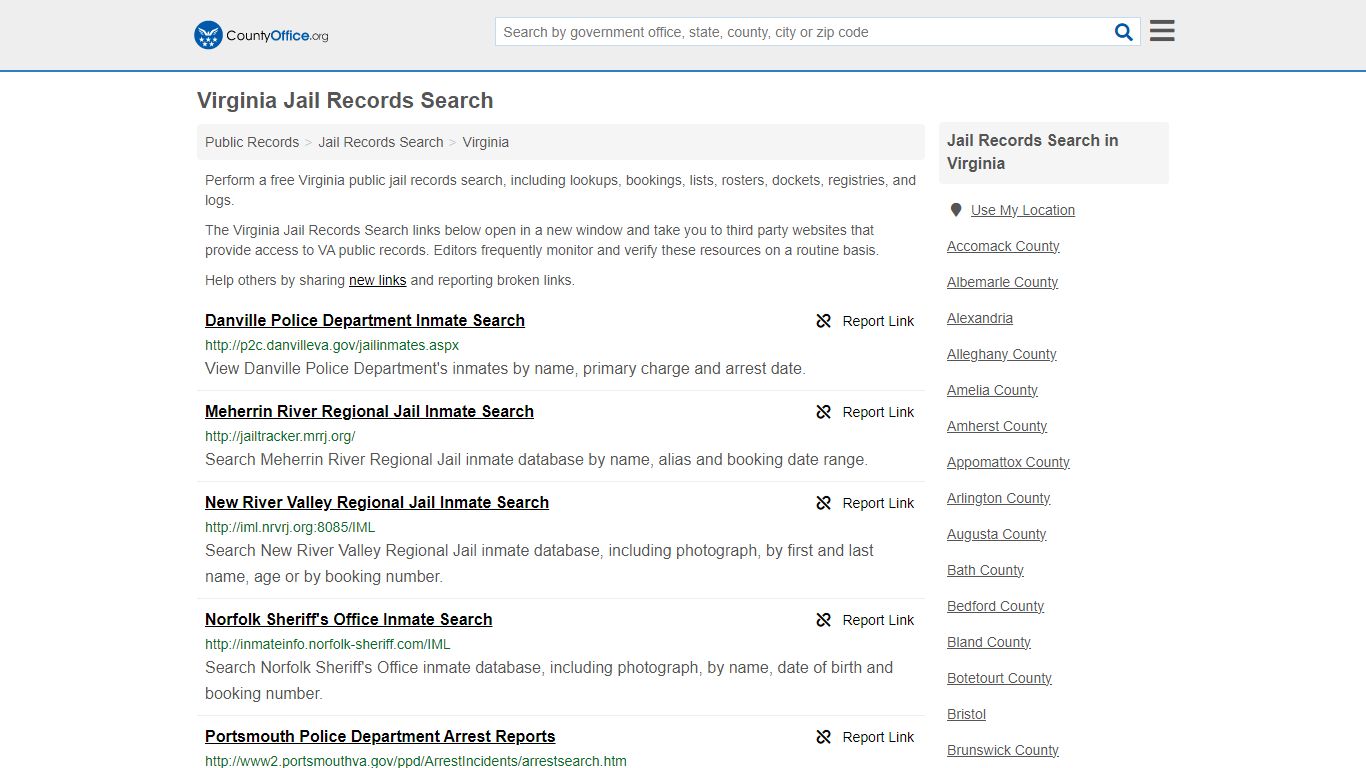 Jail Records Search - Virginia (Jail Rosters & Records) - County Office