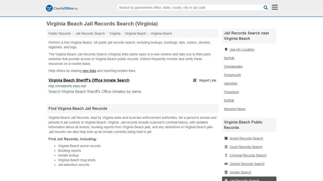 Virginia Beach Jail Records Search (Virginia) - County Office
